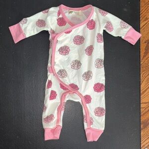 Monica + Andy Floral Pink and White Baby snap One Piece